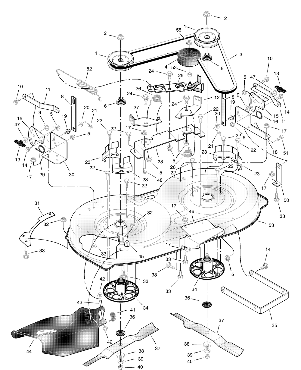 Mower Housing Diagram and Parts List for 405007X18A 2003 Briggs and Stratton Lawn Tractor